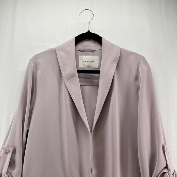 Babaton Blazer Womens Size S Open Front Drape Roll Tab Sleeve Gray/Pink - Picture 3 of 12